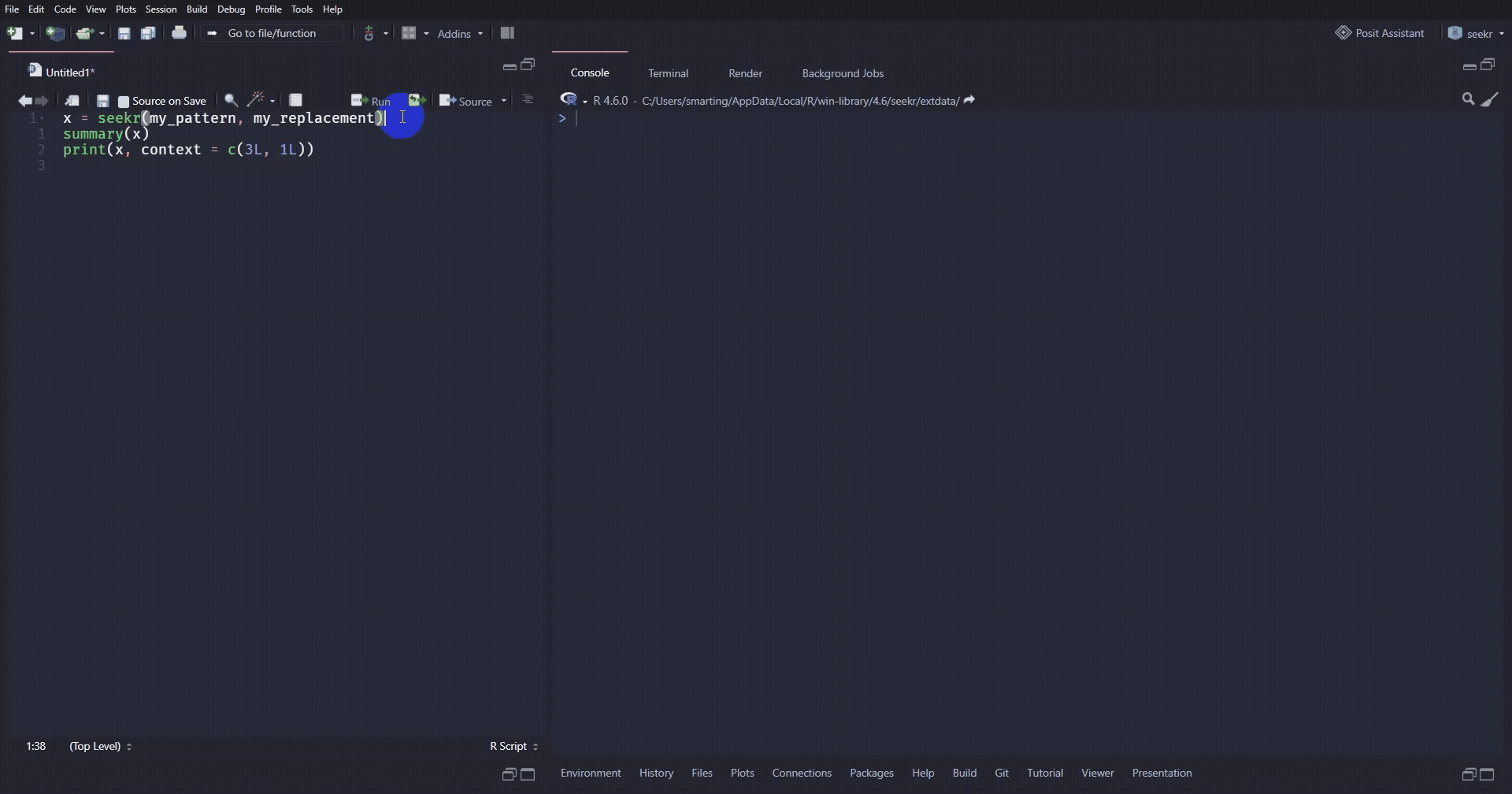 Summary and print of seekr matches with context and replacement preview
